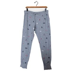Polo Ralph Lauren Men's Gray All Over Icon Logo Print Sleepwear Jogger Pants L/G